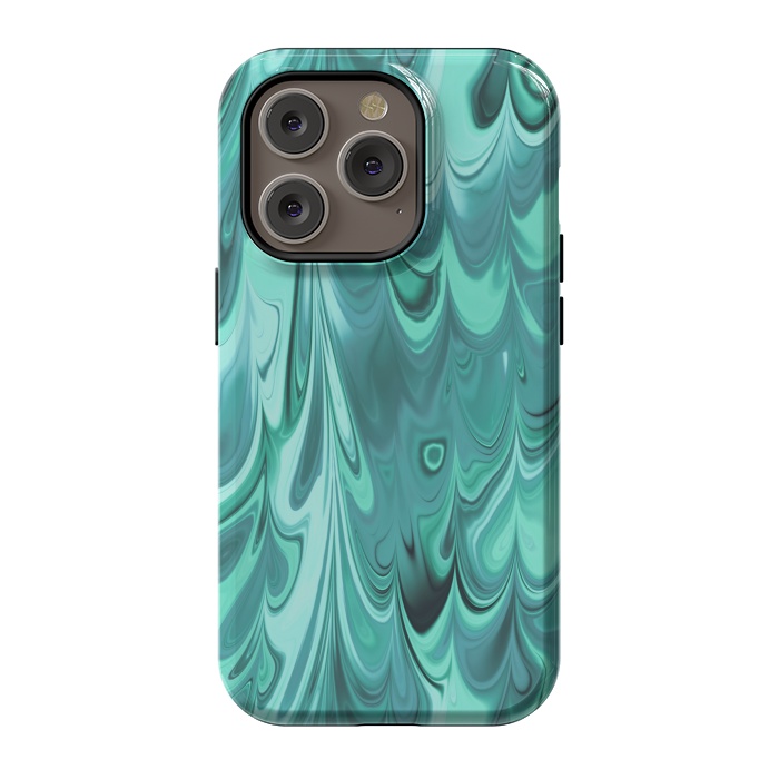 iPhone 14 Pro StrongFit Faux Turquoise Marble 2 by Andrea Haase