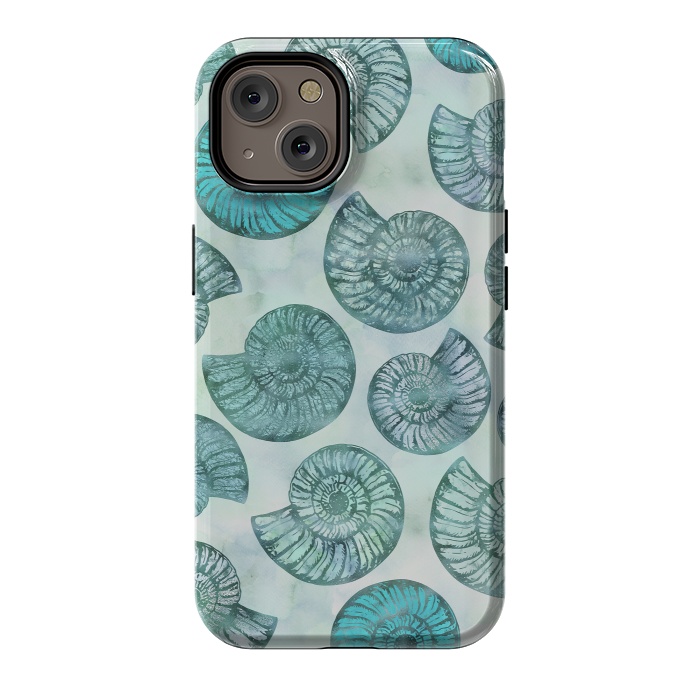 iPhone 14 StrongFit Teal Fossils And Ammonites by Andrea Haase