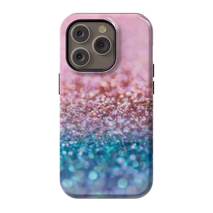 iPhone 14 Pro StrongFit Teal and Rose Gold Glitter Dance by  Utart