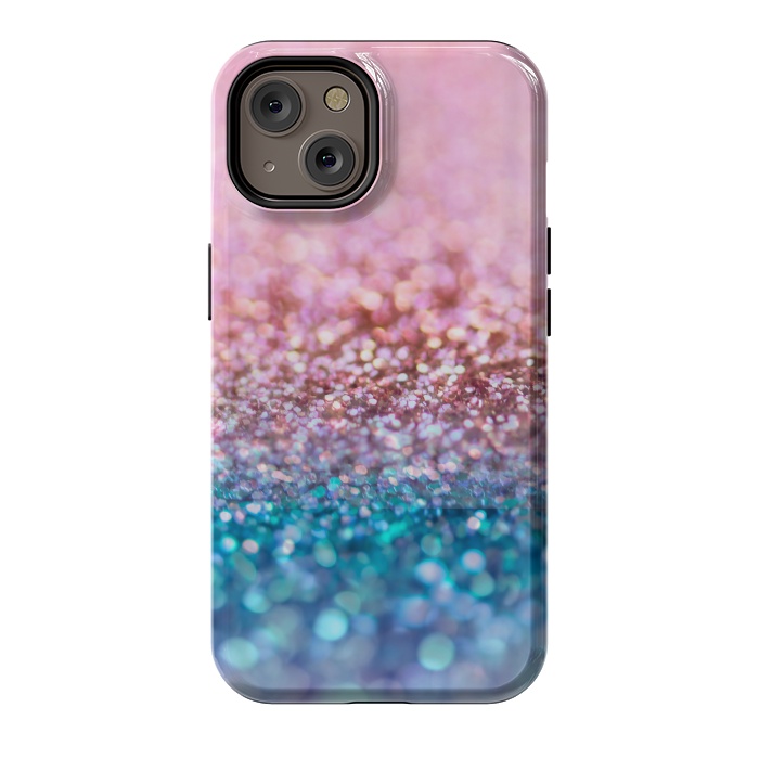 iPhone 14 StrongFit Teal and Rose Gold Glitter Dance by  Utart