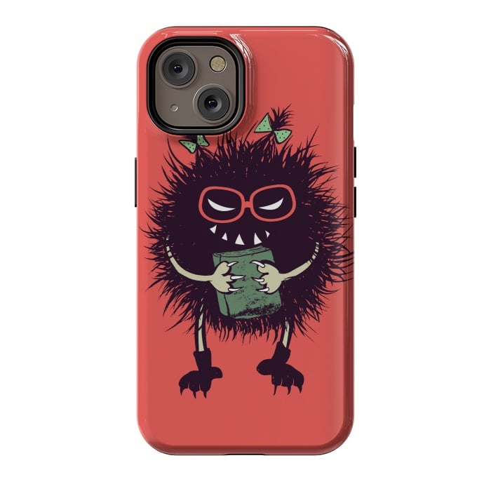 iPhone 14 StrongFit Geek Evil Bug Character Loves Reading by Boriana Giormova