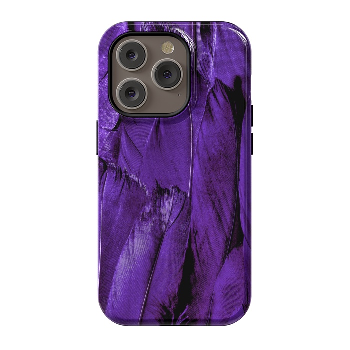 iPhone 14 Pro StrongFit Purple Feathers by Andrea Haase