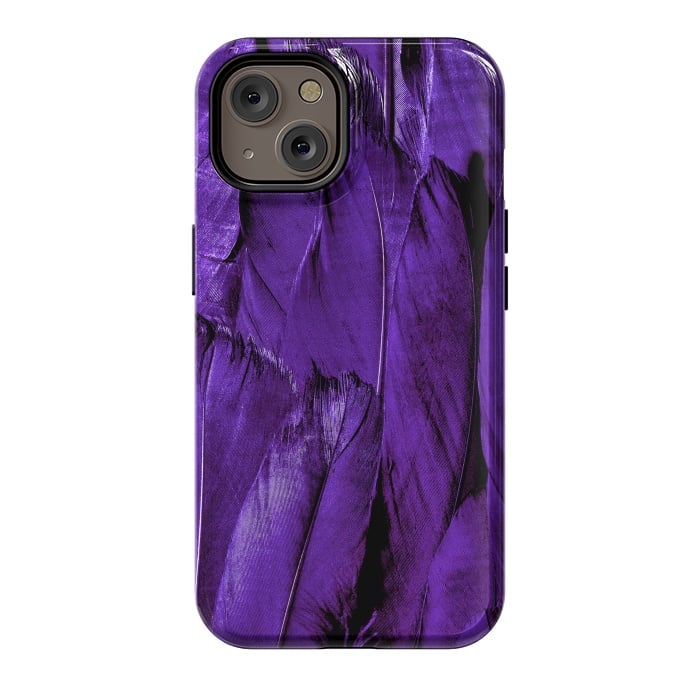 iPhone 14 StrongFit Purple Feathers by Andrea Haase