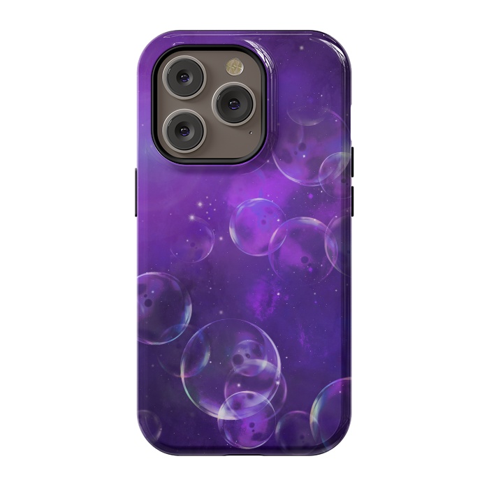 iPhone 14 Pro StrongFit Surreal Purple Bubbles by Andrea Haase