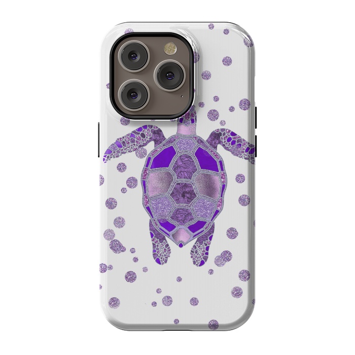 iPhone 14 Pro StrongFit Shimmering Purple Turtle by Andrea Haase