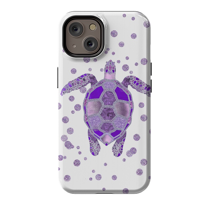 iPhone 14 StrongFit Shimmering Purple Turtle by Andrea Haase