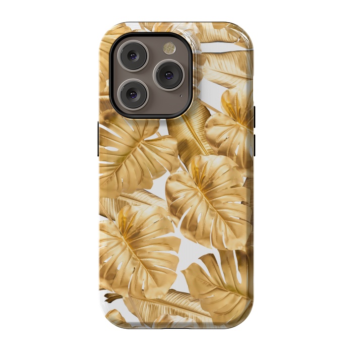 iPhone 14 Pro StrongFit Aloha Gold Monstera Jungle by  Utart
