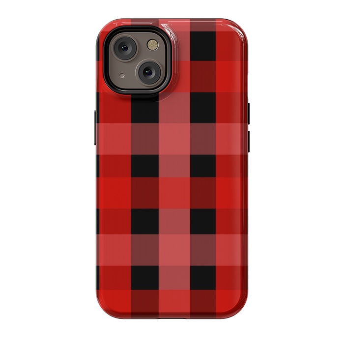 iPhone 14 StrongFit red black checks by MALLIKA