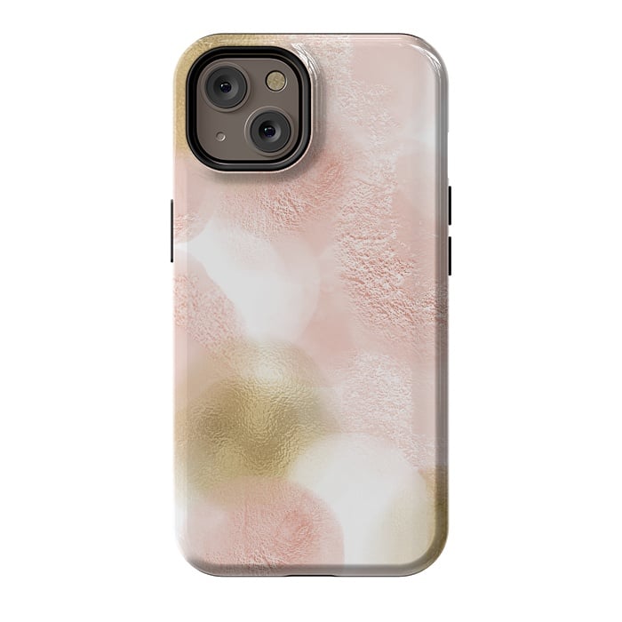 iPhone 14 StrongFit Gold and Pink Blush Dots by  Utart