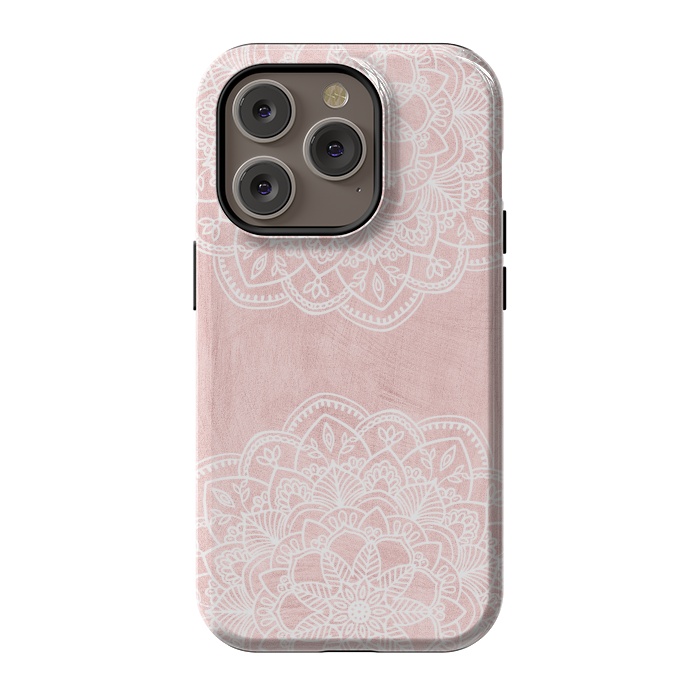 iPhone 14 Pro StrongFit White and Pink Mandala by  Utart