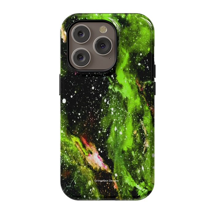 iPhone 14 Pro StrongFit Green Galaxy by Gringoface Designs
