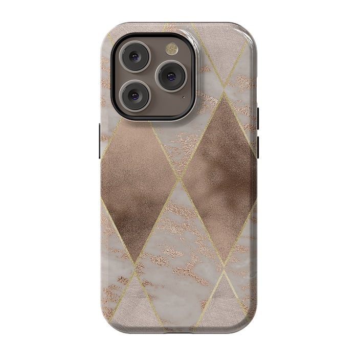 iPhone 14 Pro StrongFit Marble Rose Gold Argyle Pattern by  Utart