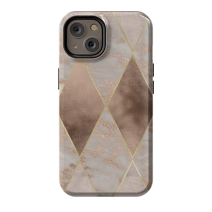 iPhone 14 StrongFit Marble Rose Gold Argyle Pattern by  Utart