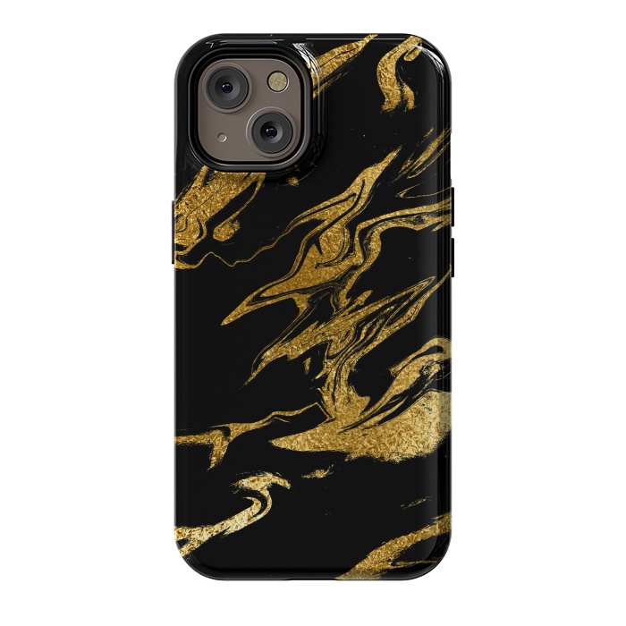 iPhone 14 StrongFit Black and Gold Luxury Marble by  Utart
