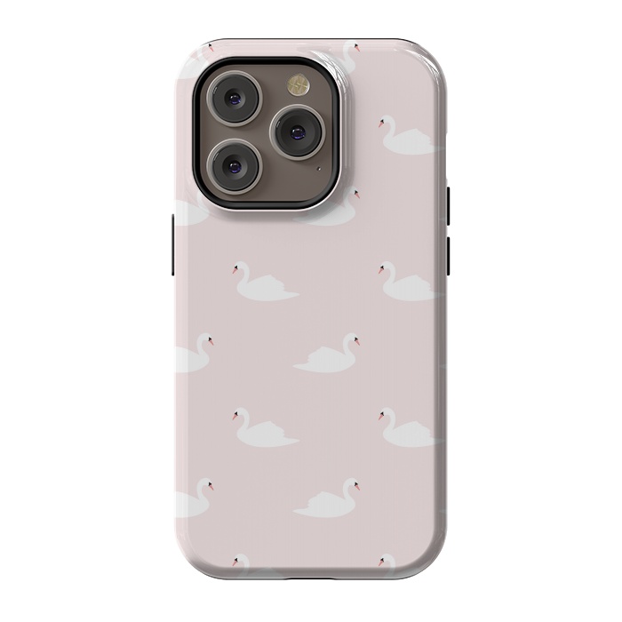 iPhone 14 Pro StrongFit Swan pattern on pink 033 by Jelena Obradovic