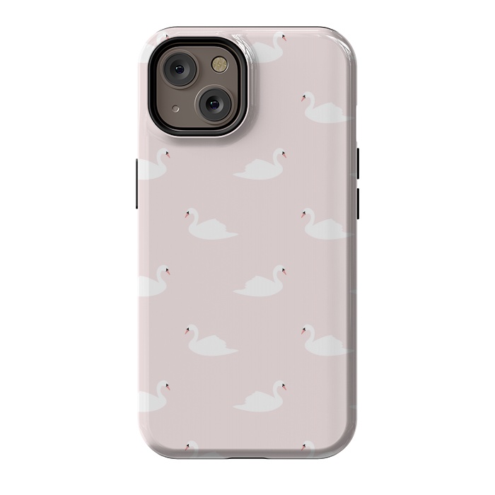 iPhone 14 StrongFit Swan pattern on pink 033 by Jelena Obradovic