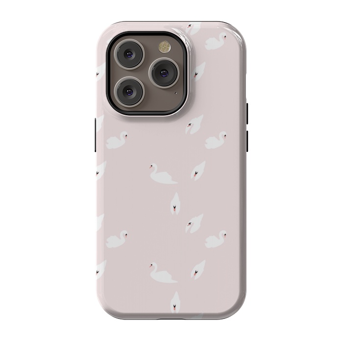 iPhone 14 Pro StrongFit Swan Pattern on Pink 034 by Jelena Obradovic