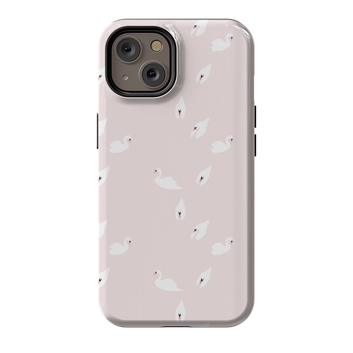 iPhone 14 StrongFit Swan Pattern on Pink 034 by Jelena Obradovic