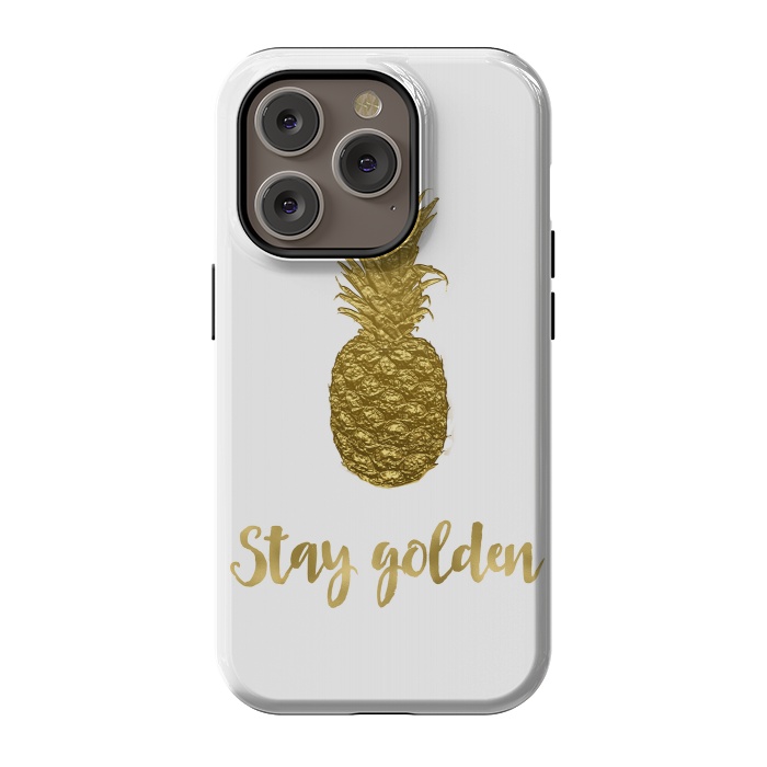 iPhone 14 Pro StrongFit Stay Golden Precious Pineapple by Andrea Haase