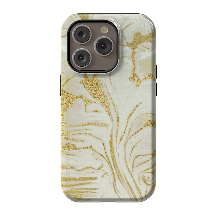 iPhone 14 Pro StrongFit Marble Gold Glitter by Andrea Haase