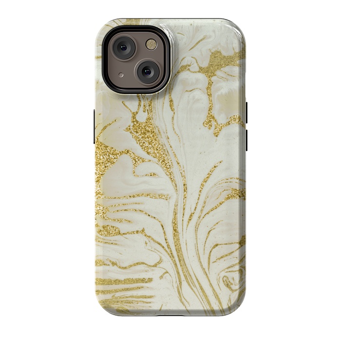 iPhone 14 StrongFit Marble Gold Glitter by Andrea Haase