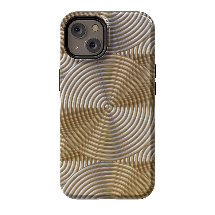 iPhone 14 StrongFit Shiny Golden Metal Embossed Circles 2 by Andrea Haase