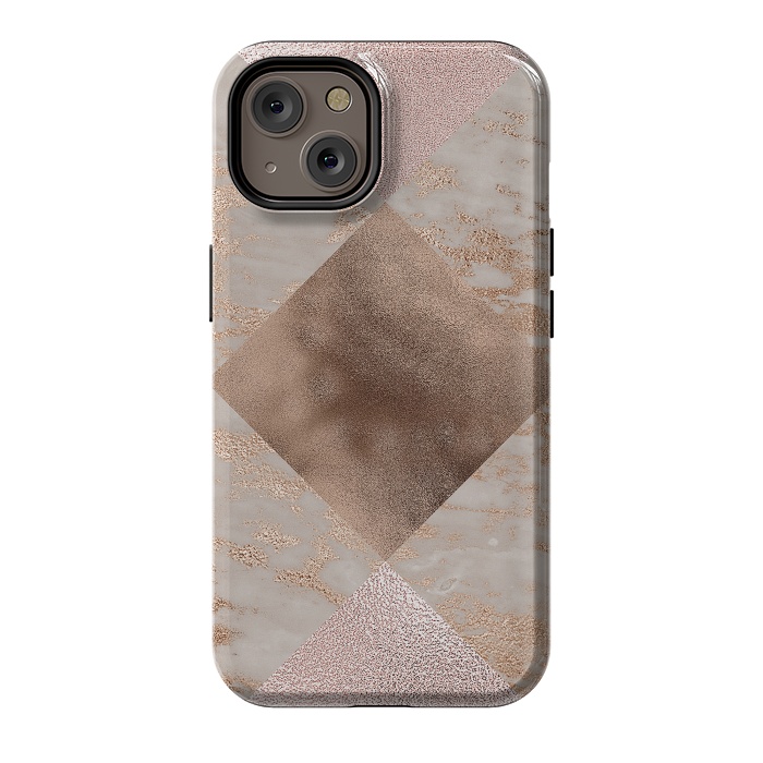 iPhone 14 StrongFit Rose Gold and Marble Quadrangle Pattern by  Utart