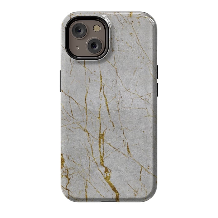 iPhone 14 StrongFit Golden Marble Veins On Concrete 2 by Andrea Haase