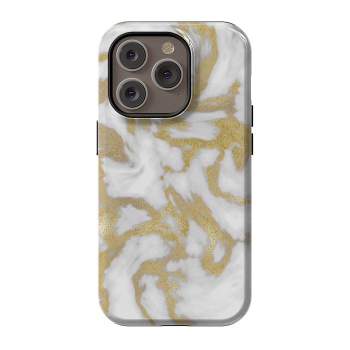 iPhone 14 Pro StrongFit White Gold Faux Marble by Andrea Haase