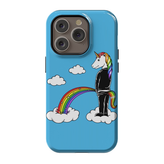 iPhone 14 Pro StrongFit Unicorn Rainbow Blue by Coffee Man