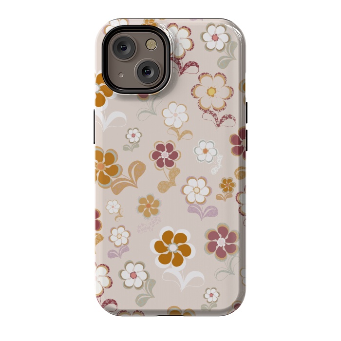 iPhone 14 StrongFit 60s Flowers on Light Pink by Paula Ohreen