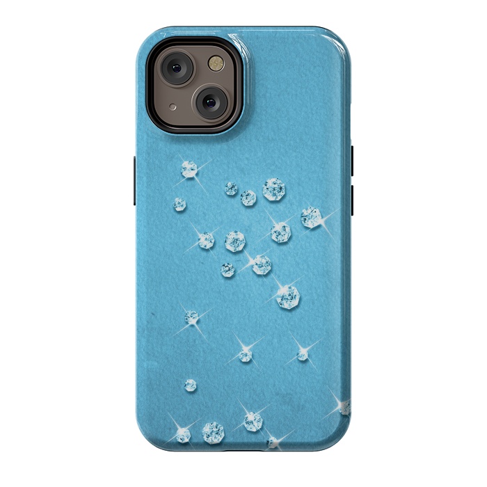iPhone 14 StrongFit Sparkling Rhinestones on Blue by Andrea Haase