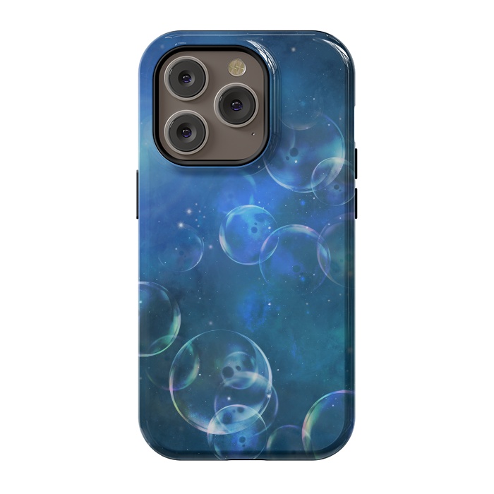 iPhone 14 Pro StrongFit Surreal Blue Bubbles by Andrea Haase