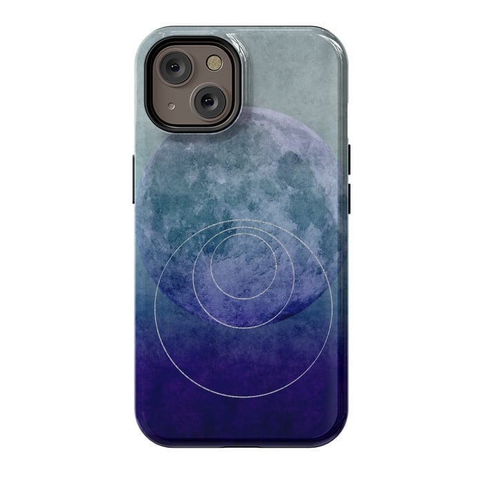 iPhone 14 StrongFit Blue Abstract Moon by Andrea Haase