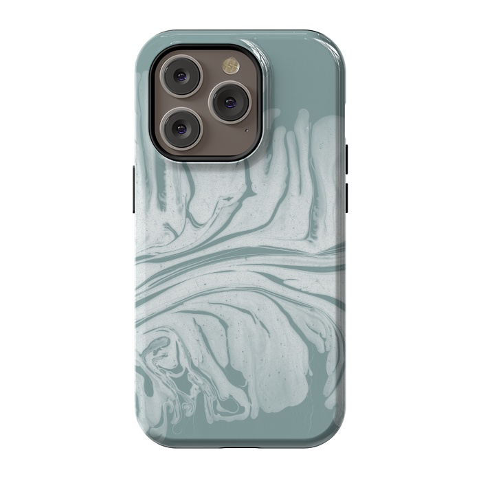 iPhone 14 Pro StrongFit Teal Liquid Paint by Andrea Haase