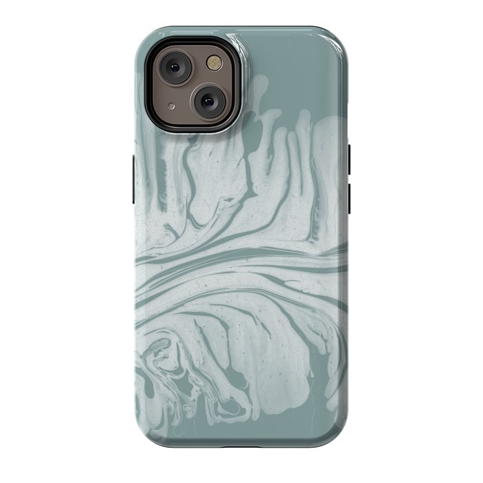 iPhone 14 StrongFit Teal Liquid Paint by Andrea Haase