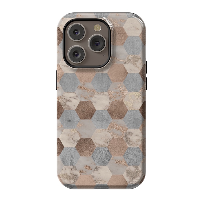 iPhone 14 Pro StrongFit Marble Rose Gold Honeycomb Pattern by  Utart