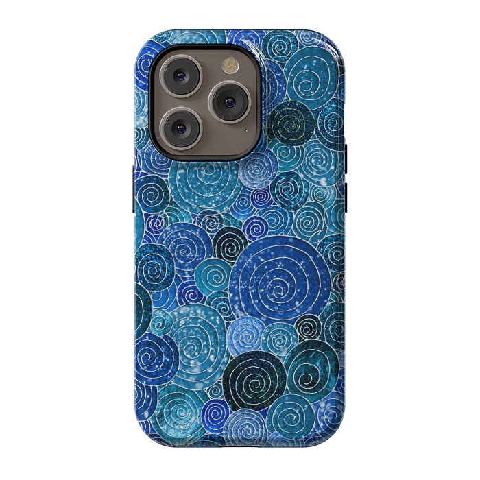 iPhone 14 Pro StrongFit Blue Glitter Circles Dance by  Utart