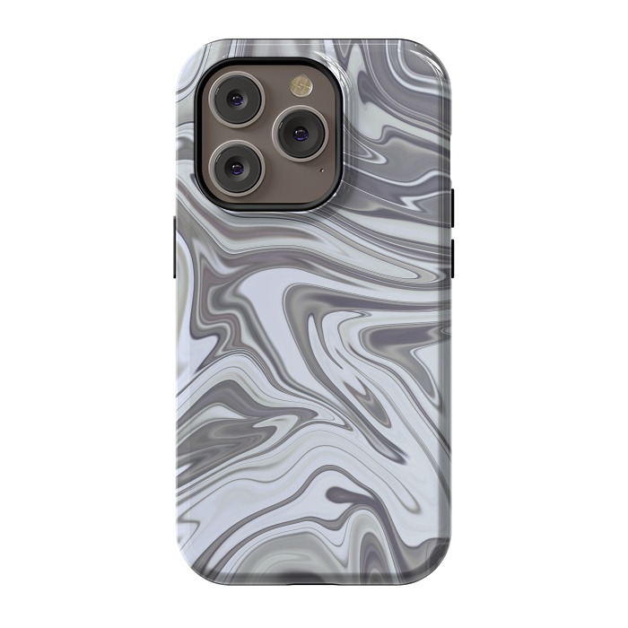 iPhone 14 Pro StrongFit Grey White Shimmering Marble 2 by Andrea Haase