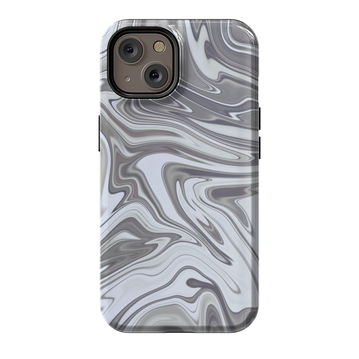 iPhone 14 StrongFit Grey White Shimmering Marble 2 by Andrea Haase