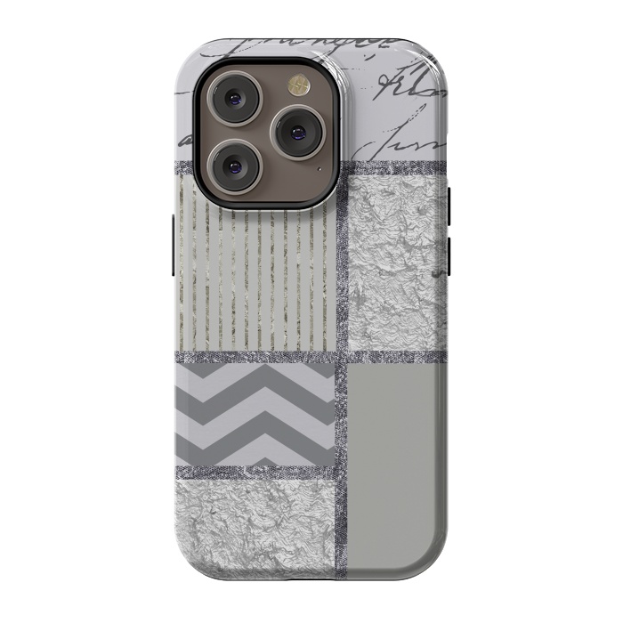 iPhone 14 Pro StrongFit Silver And Grey Collage by Andrea Haase