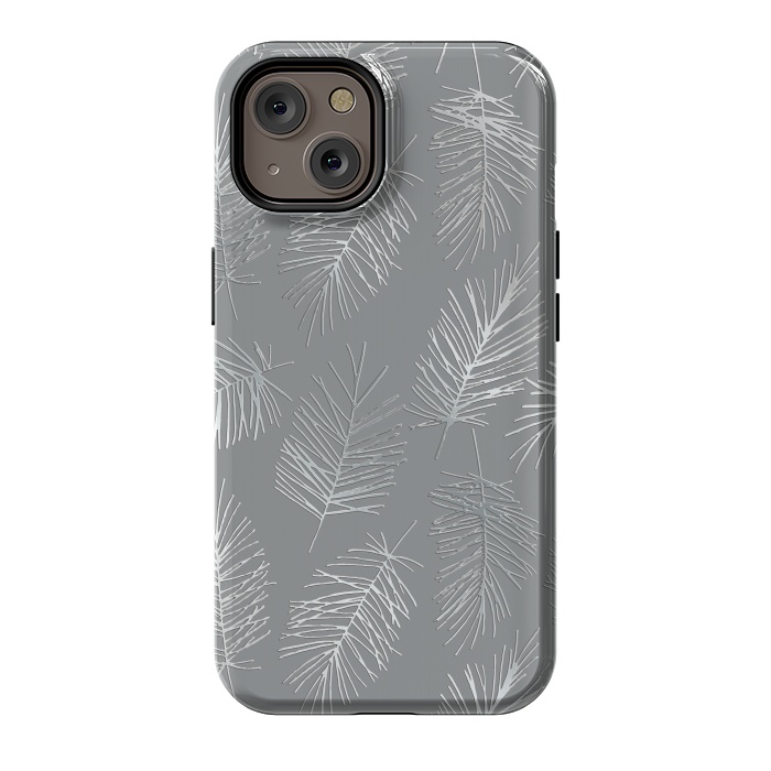 iPhone 14 StrongFit Silver Palm Leaves by Andrea Haase