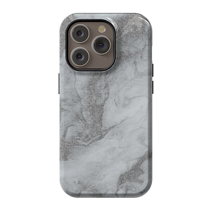 iPhone 14 Pro StrongFit Grey Silver Marble 2 by Andrea Haase