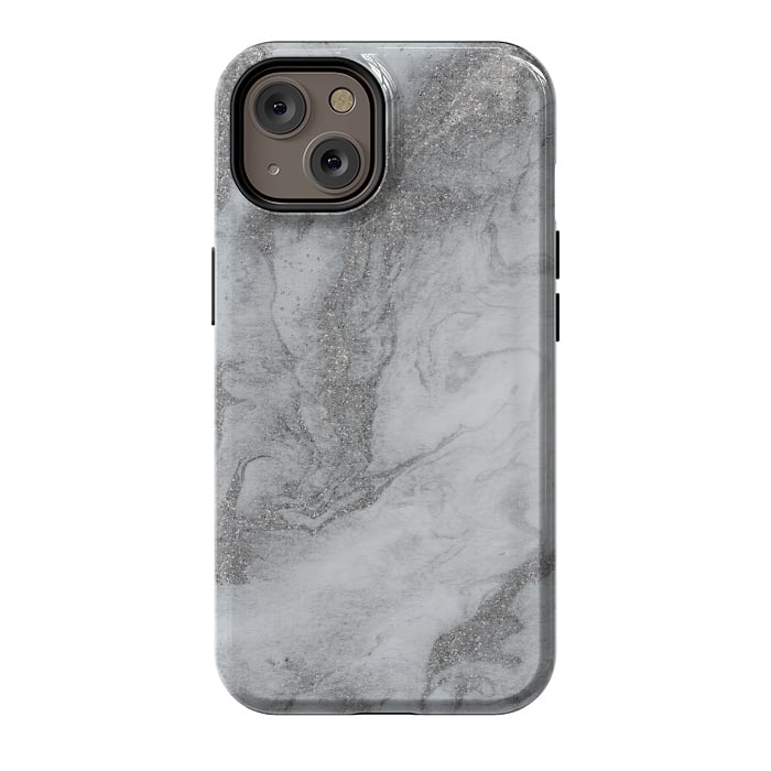 iPhone 14 StrongFit Grey Silver Marble 2 by Andrea Haase