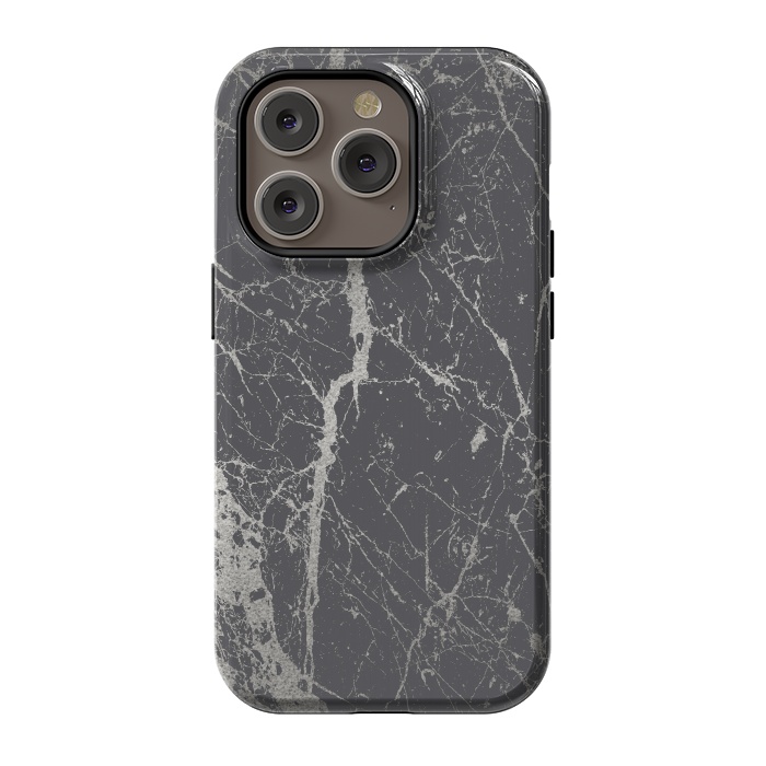 iPhone 14 Pro StrongFit Elegant Silver Marble 2 by Andrea Haase