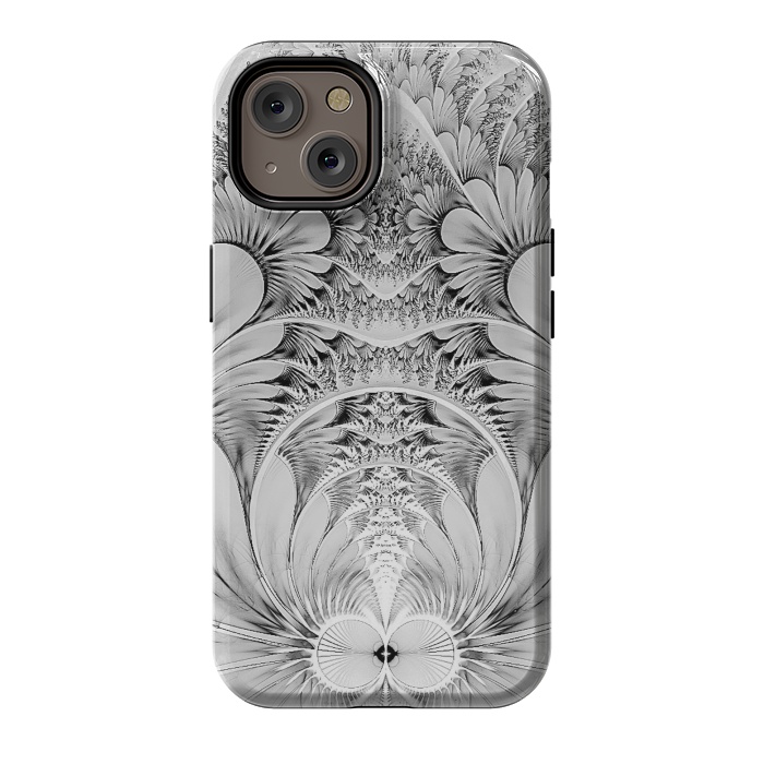 iPhone 14 StrongFit Grey White Florish Fractal by Andrea Haase