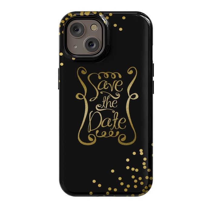 iPhone 14 StrongFit Save The Date Golden Calligraphy by Andrea Haase
