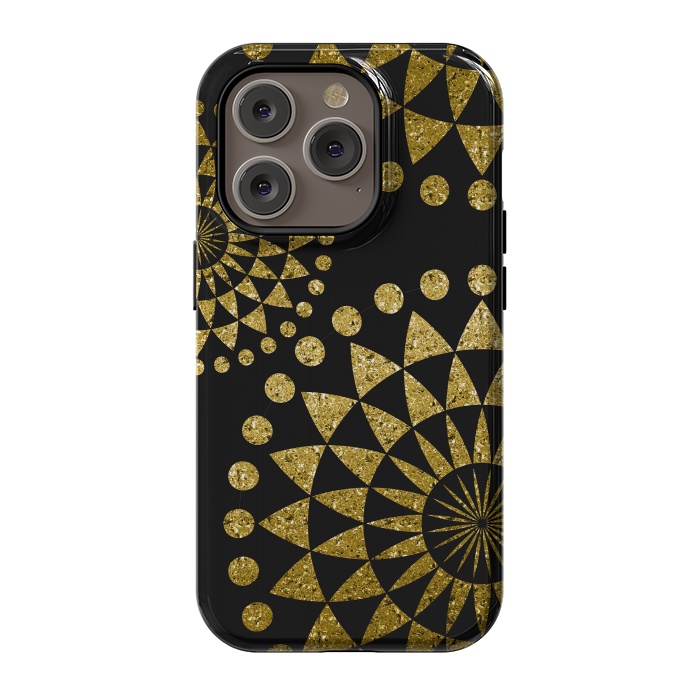 iPhone 14 Pro StrongFit Golden Sparkle Mandala by Andrea Haase