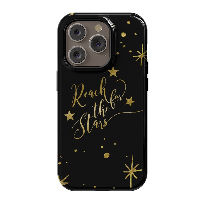 iPhone 14 Pro StrongFit Reach For The Stars Golden Quote by Andrea Haase