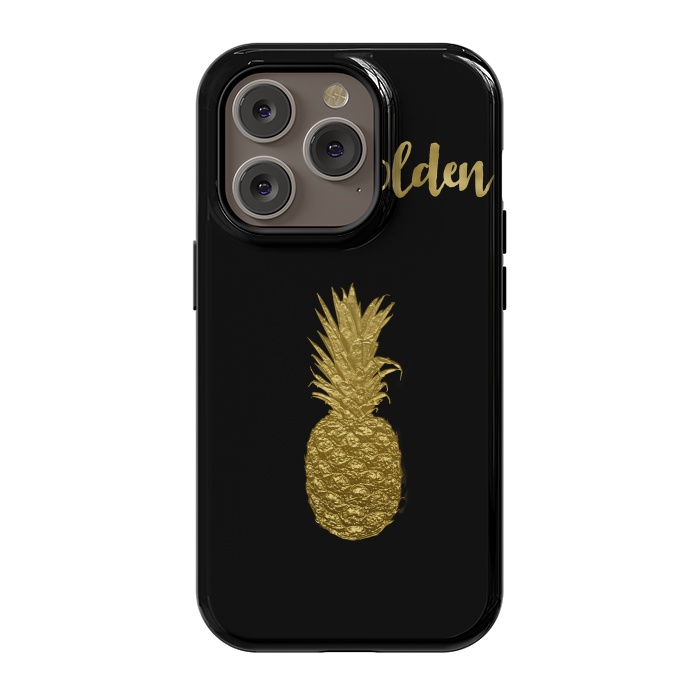 iPhone 14 Pro StrongFit Stay Golden Precious Tropical Pineapple by Andrea Haase